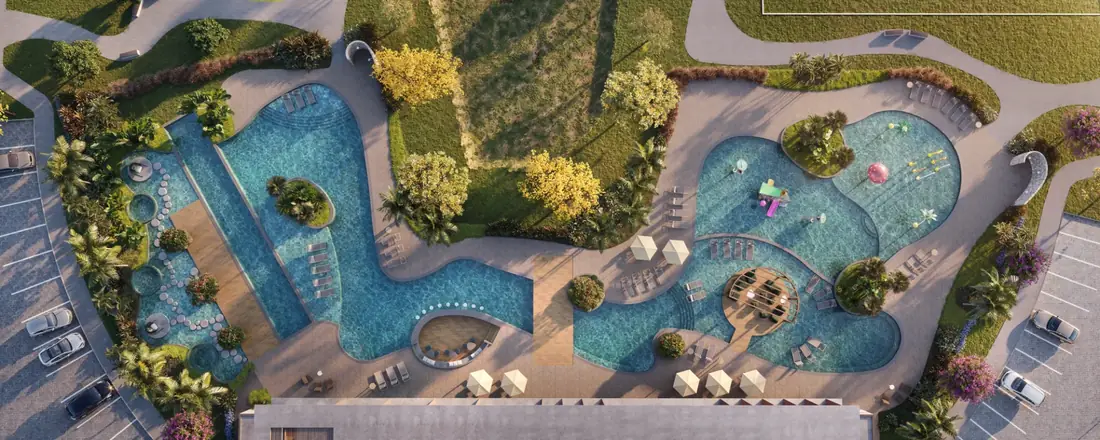 Complexo de piscinas — vista aérea